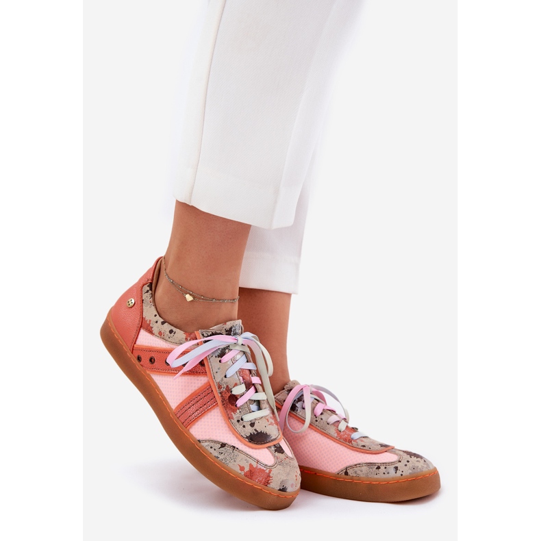 Maciejka Kvinnors läder sneakers macijka 06840-18 orange 1