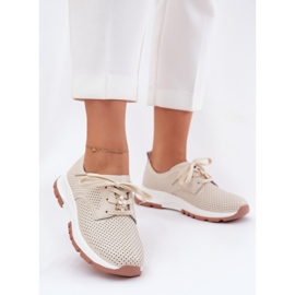 Kvinnors läderskor med artiker 54C1811 Beige 2