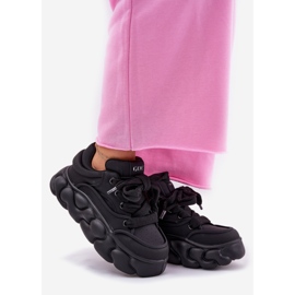 Kvinnors läder sneakers på den massiva plattformen goe rr2n4044 svart 1