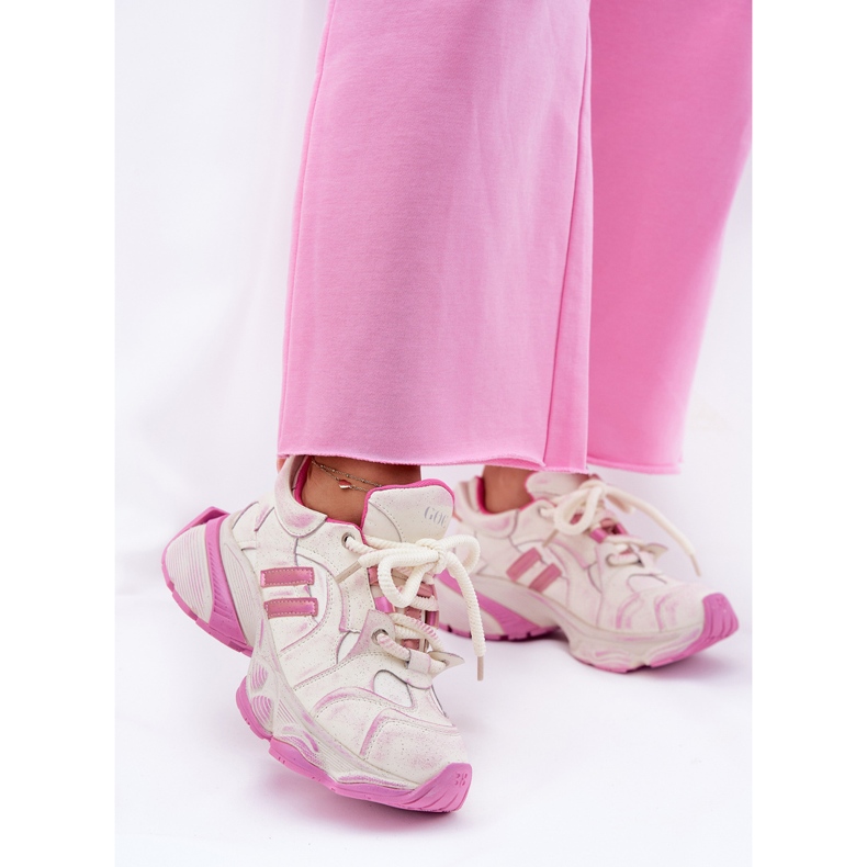 Kvinnor läder sneakers goe rr2n4038 rosa 2