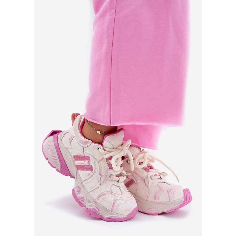 Kvinnor läder sneakers goe rr2n4038 rosa 1