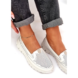 Evento Light Leather OpenWork Loafers 24pb18-6870 White vit 4