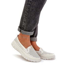 Evento Light Leather OpenWork Loafers 24pb18-6870 White vit 1