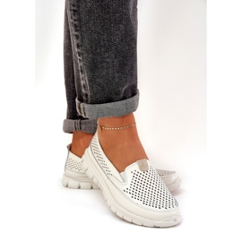 Evento Light Leather OpenWork Loafers 24pb18-6870 White vit 3