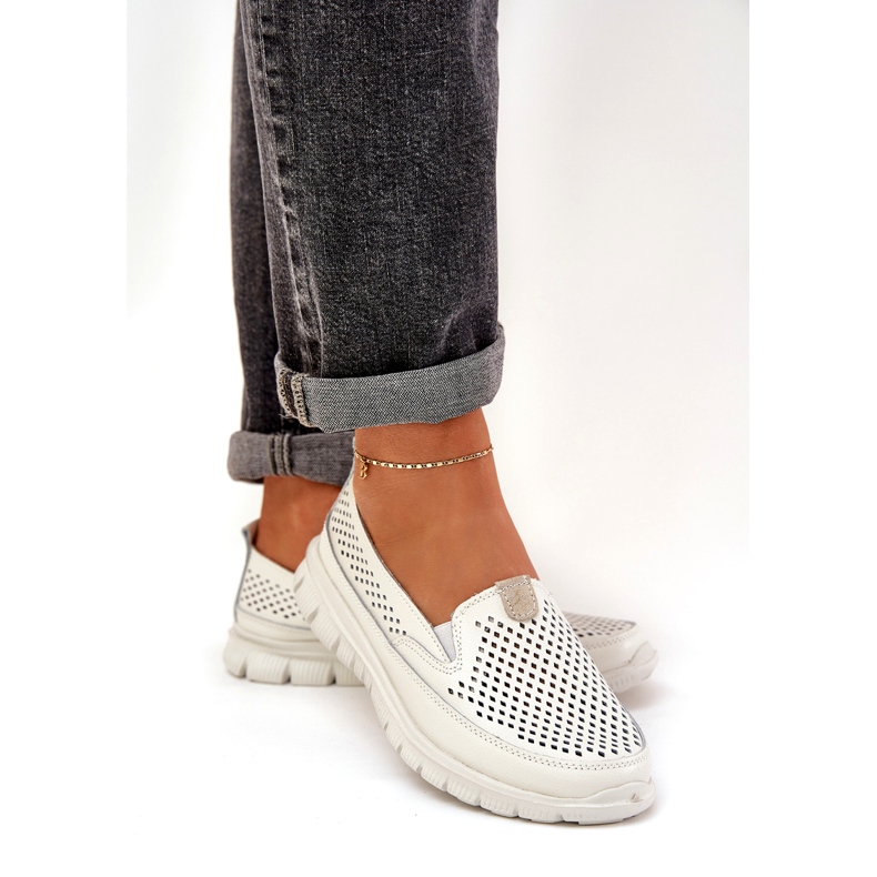 Evento Light Leather OpenWork Loafers 24pb18-6870 White vit 3