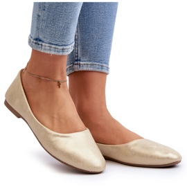 Klassiska guldballerinor i läder gyllene 4