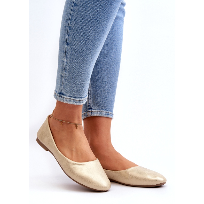 Klassiska guldballerinor i läder gyllene 1