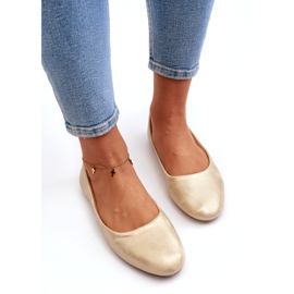 Klassiska guldballerinor i läder gyllene 3