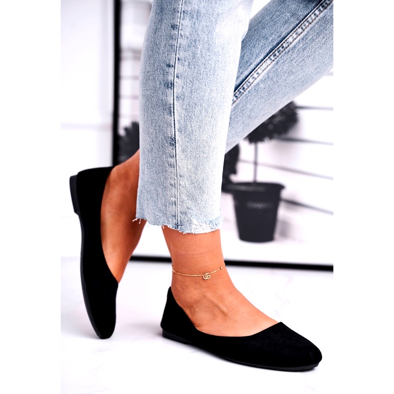 Evento Kvinnors mocka ballerinas 9BL02-1031 läderinsula svart insats 2