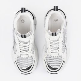 Sportowe White and White Sneakers med nät vit 2