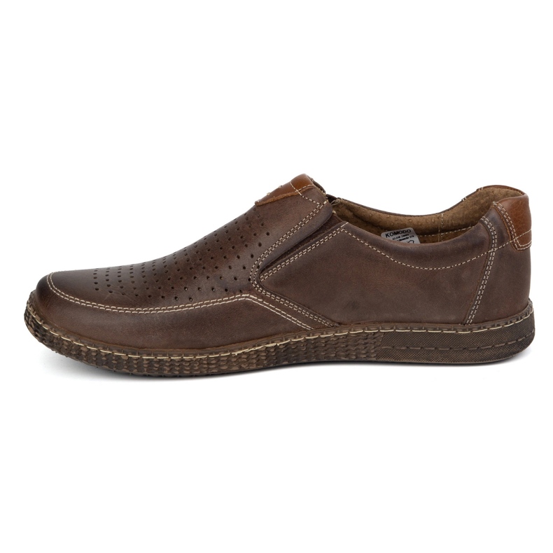 KOMODO Herrläderskor Casual OpenWork 854/L/2 Brown brun 1