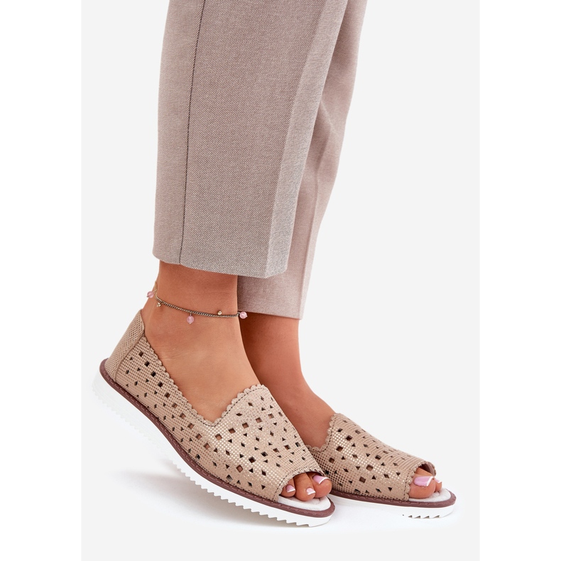 S.Barski Läder Openwork Ballerinas med bara fingrar S. Barski LR51-922 Guld gyllene 1