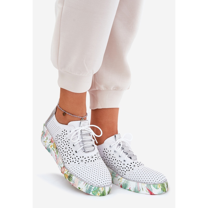 Kvinnors läderskor Artiker 56C1799 Vit och silver 1