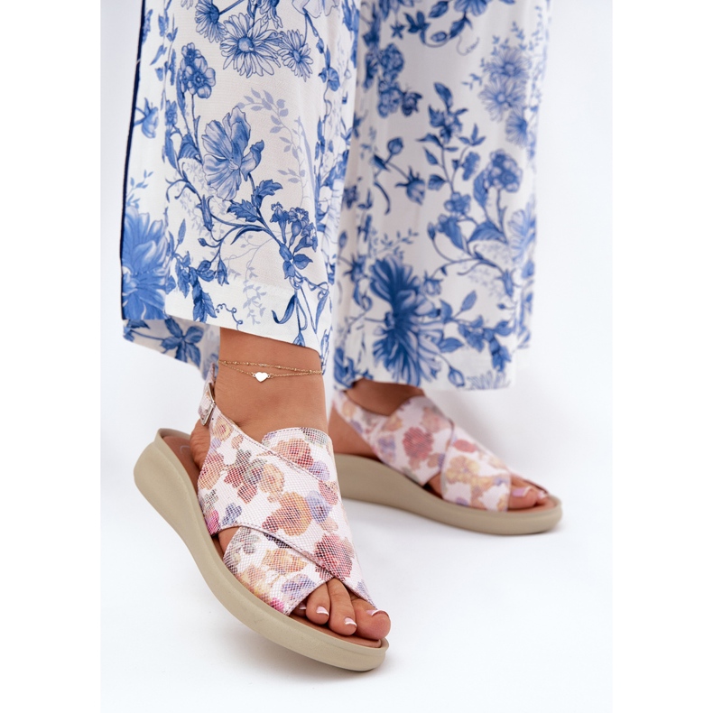 Jezzi Kvinnors sandaler med ekläder med blommor multicolor mångfärgad 2