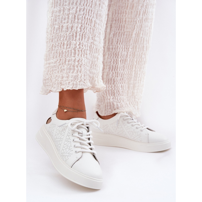 Kvinnors lädersneakers på Vinceza 88018 White Platform vit 2
