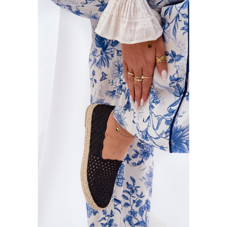 Kvinnors espadrilles med Vinceza 13625 svart flätan 2