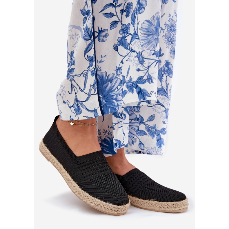 Kvinnors espadrilles med Vinceza Braid 13624 svart 1