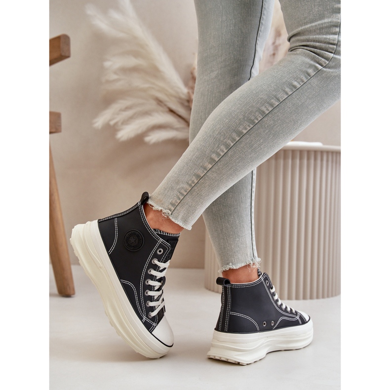 Kvinnors sneakers på plattformen Big Star OO274063 Black Platform svart 2