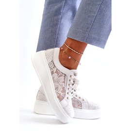 S.Barski Kvinnors spetsar sneakers sneakers på plattformen S. Barski HY51-059 Vit 3