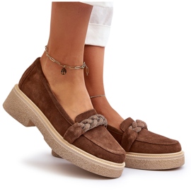 Zazoo 3429/W Mockasin för kvinnor med dekoration, brun 5