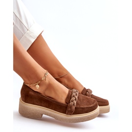 Zazoo 3429/W Mockasin för kvinnor med dekoration, brun 4