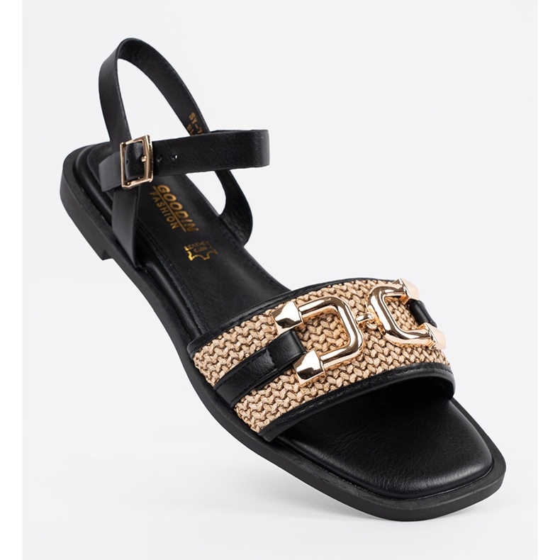 Goodin Svarta sandaler med innersula i läder 1