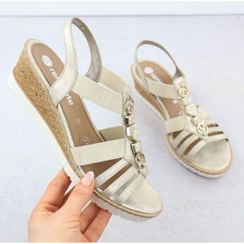 Remonte Kvinnors sandaler på kil med Elastics Golden Renovte R6264-91 gyllene 1