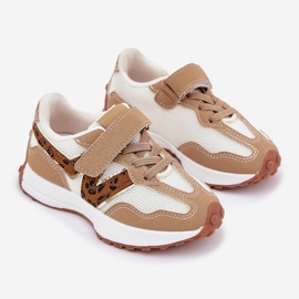 Barns sneakers på kardborrlistan beige 1