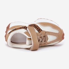 Barns sneakers på kardborrlistan beige 2