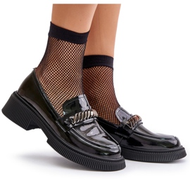 S.Barski Kvinnors lackerade loaffoles loafers med dekoration LZ42-030 svart 5