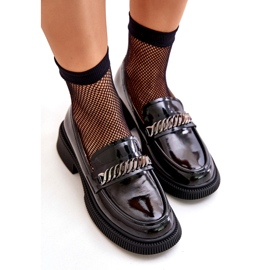 S.Barski Kvinnors lackerade loaffoles loafers med dekoration LZ42-030 svart 3
