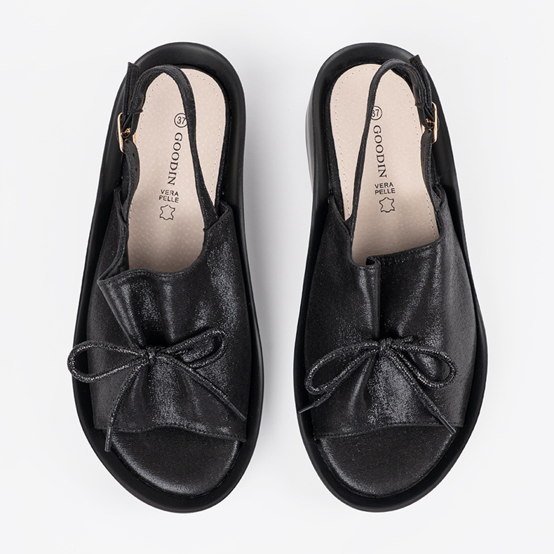 Goodin Svarta kilsandaler med läderinsats 1