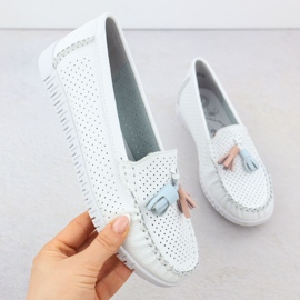 Women's OpenWork Loafers med White Evento 5372 fransar vit 1