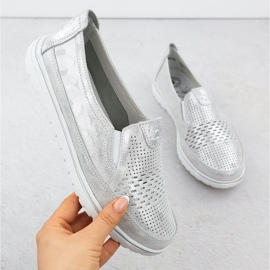 Evento Women's Leather Shoes Openwork Silver Event 1653 silver- 1