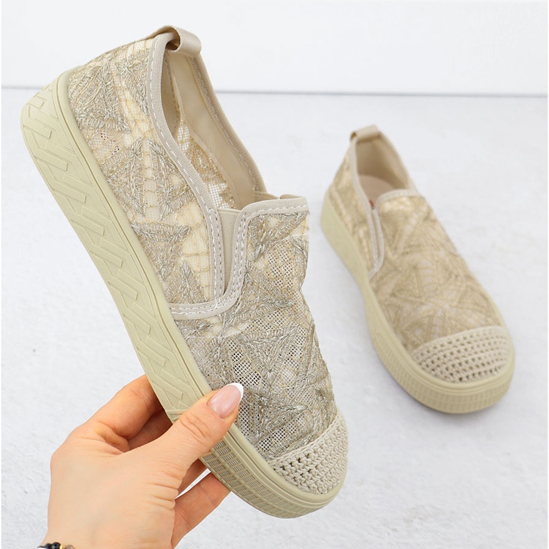 ARTIKER Kvinnors espadrilles infogade med spets beige artker 56C2127 1