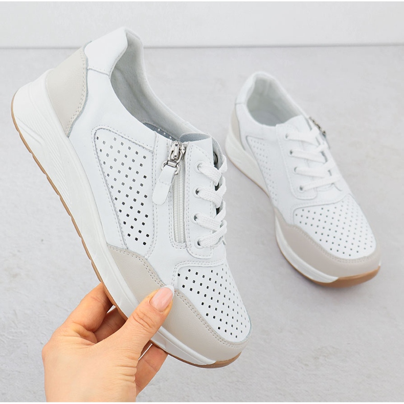 OpenWork Leather Sneakers på White Artiker 56C1673 Slider vit 1