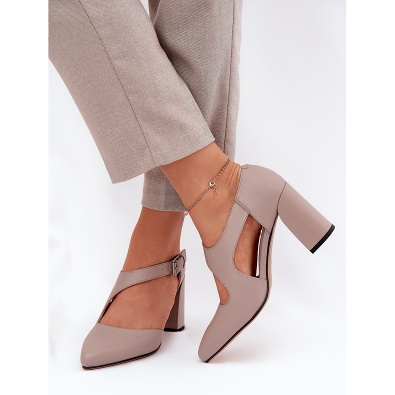 Läderpumpar på pelaren med Vinceza 91133 grå klämma 2