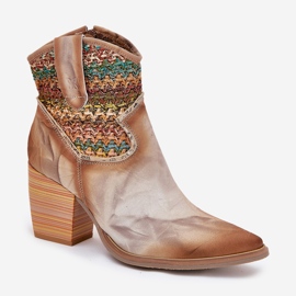 Cowboy Leather Boots på ett inlägg med en dekorativ Maciejka-flätan 06810-29 Multikolor mångfärgad 4