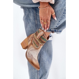 Cowboy Leather Boots på ett inlägg med en dekorativ Maciejka-flätan 06810-29 Multikolor mångfärgad 5