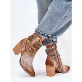Cowboy Leather Boots på ett inlägg med en dekorativ Maciejka-flätan 06810-29 Multikolor mångfärgad 6