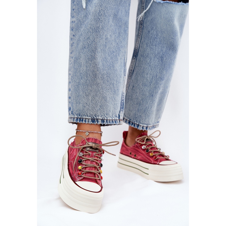 Kvinnors sneakers på Goe RR2N4104 -plattformen röd 1