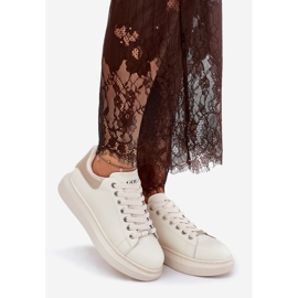 Kvinnors lädersneakers på Goe RR2N4004 -plattformen Beige 1