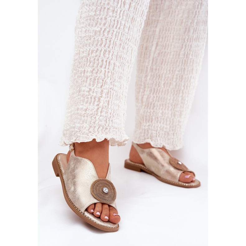 S.Barski Shiny Women's Sandals Dekorativ detalj S. Barski KV51-012 Zlotys gyllene 2