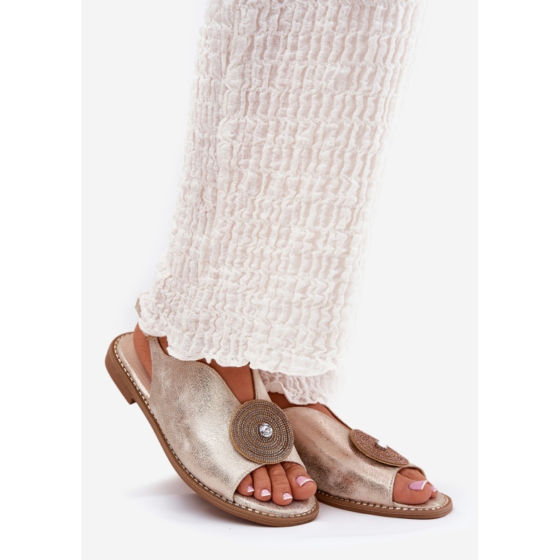 S.Barski Shiny Women's Sandals Dekorativ detalj S. Barski KV51-012 Zlotys gyllene 1