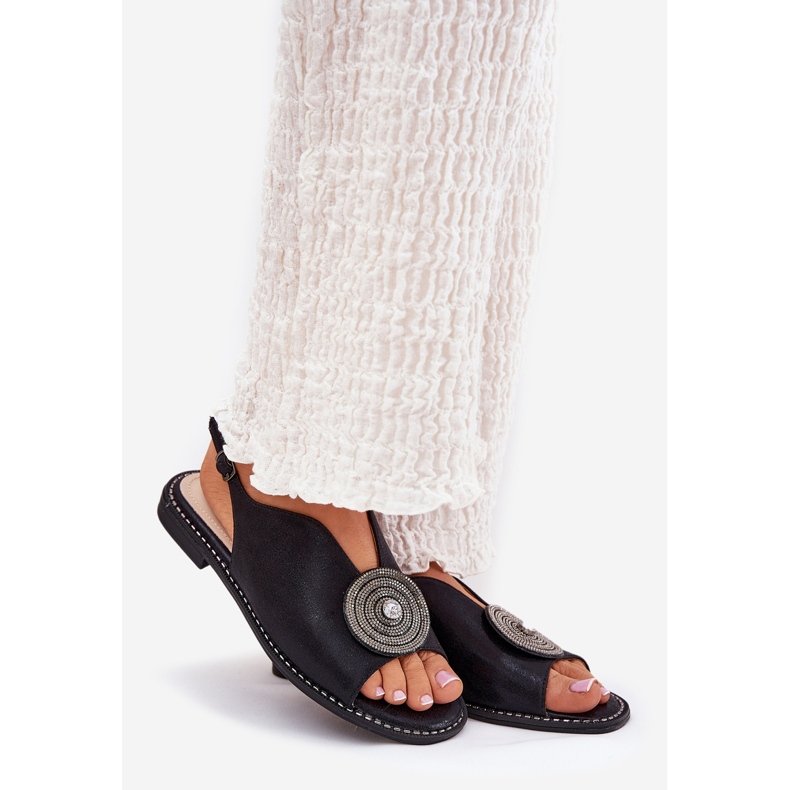 S.Barski Glänsande kvinnors sandaler dekorativa detalj S. Barski KV51-012 svart 1