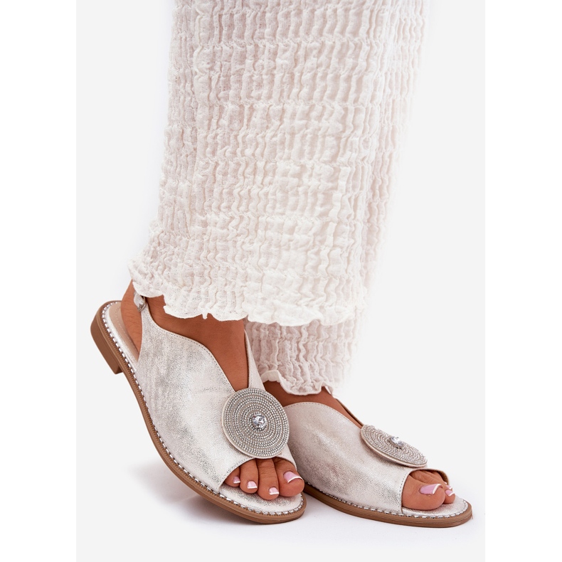 S.Barski Glänsande kvinnors sandaler Dekorativa detalj S. Barski KV51-012 Silver 1