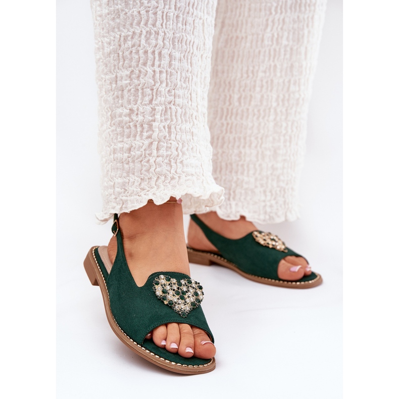 S.Barski Kvinnors sandaler med ett dekorativt hjärta S. Barski KV27-018 Grönt 2