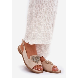 S.Barski Kvinnors sandaler med ett dekorativt hjärta S. Barski KV27-018 Beige 1