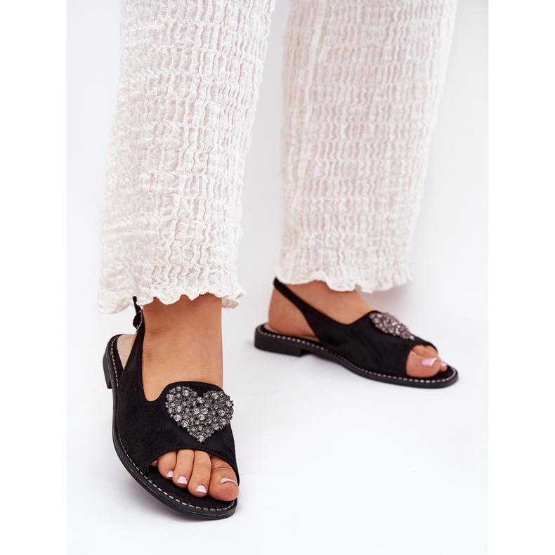 S.Barski Kvinnors sandaler med ett dekorativt hjärta S. Barski KV27-018 Svart 2