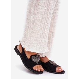 S.Barski Kvinnors sandaler med ett dekorativt hjärta S. Barski KV27-018 Svart 1